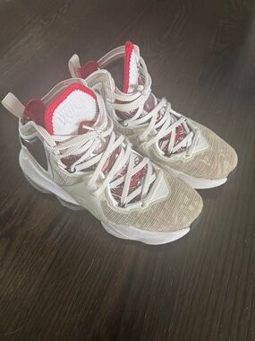 Kids White and Red Athletic Sneakers